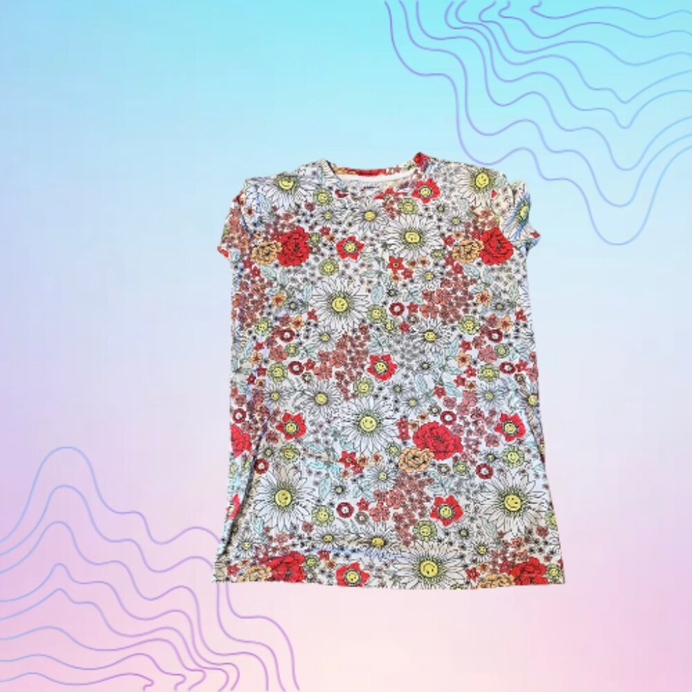 JOYSPUN Floral Print T-Shirt Dress